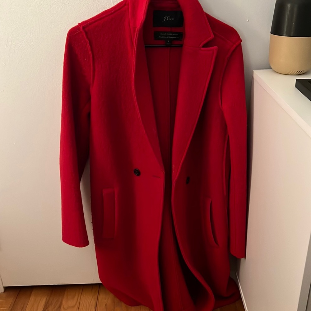 jcrew red coat- Italian boiled wool - Size 2 (small)